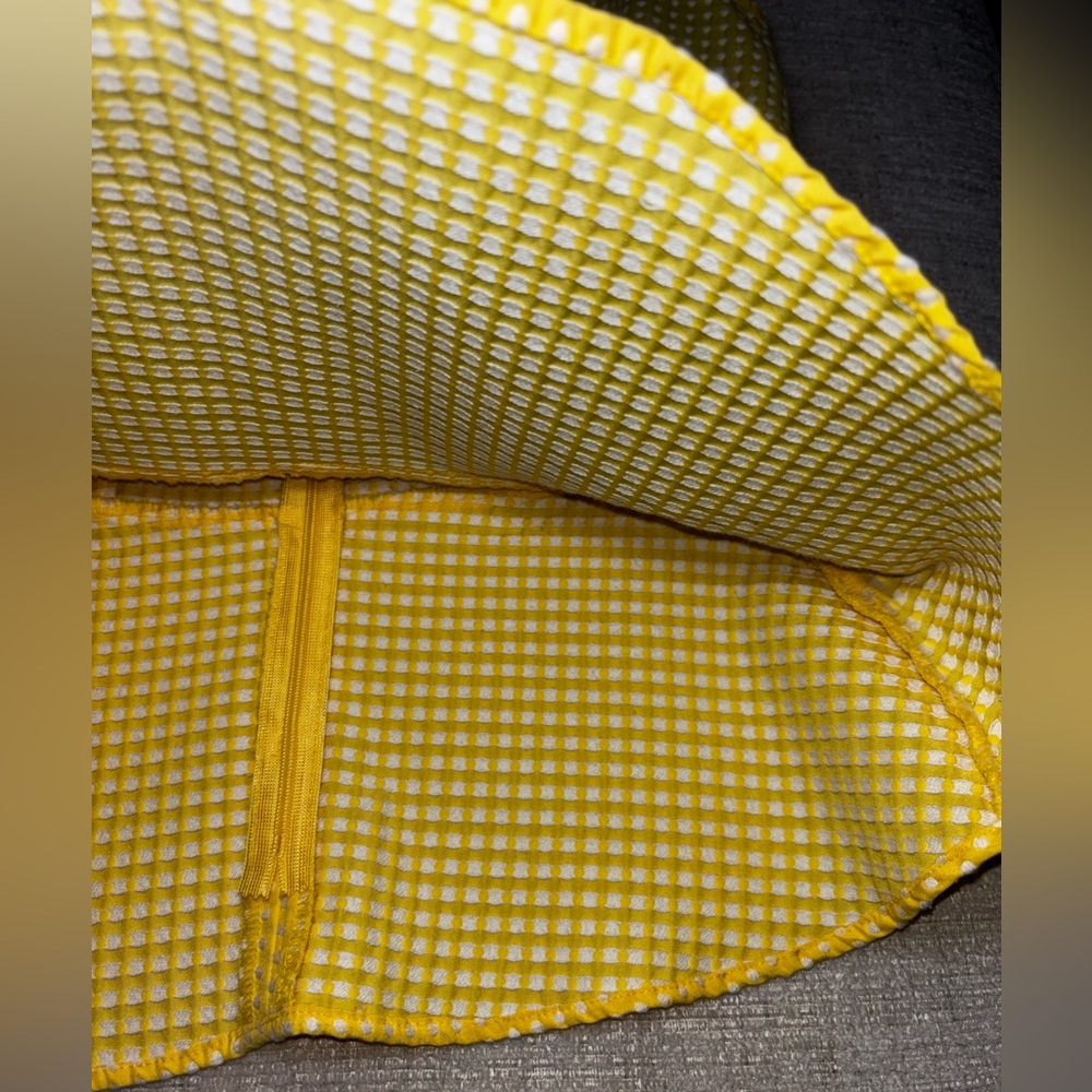 Banana Republic Yellow Plaid Check Peplum Top Size 4 Office Summer Blouse Tank - Picture 5 of 8
